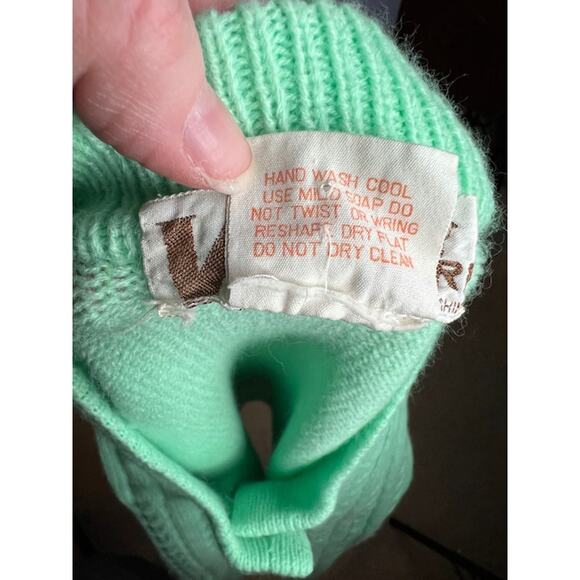 cardigan sweater cabled mint green vintage 1950s - Picture 5 of 10